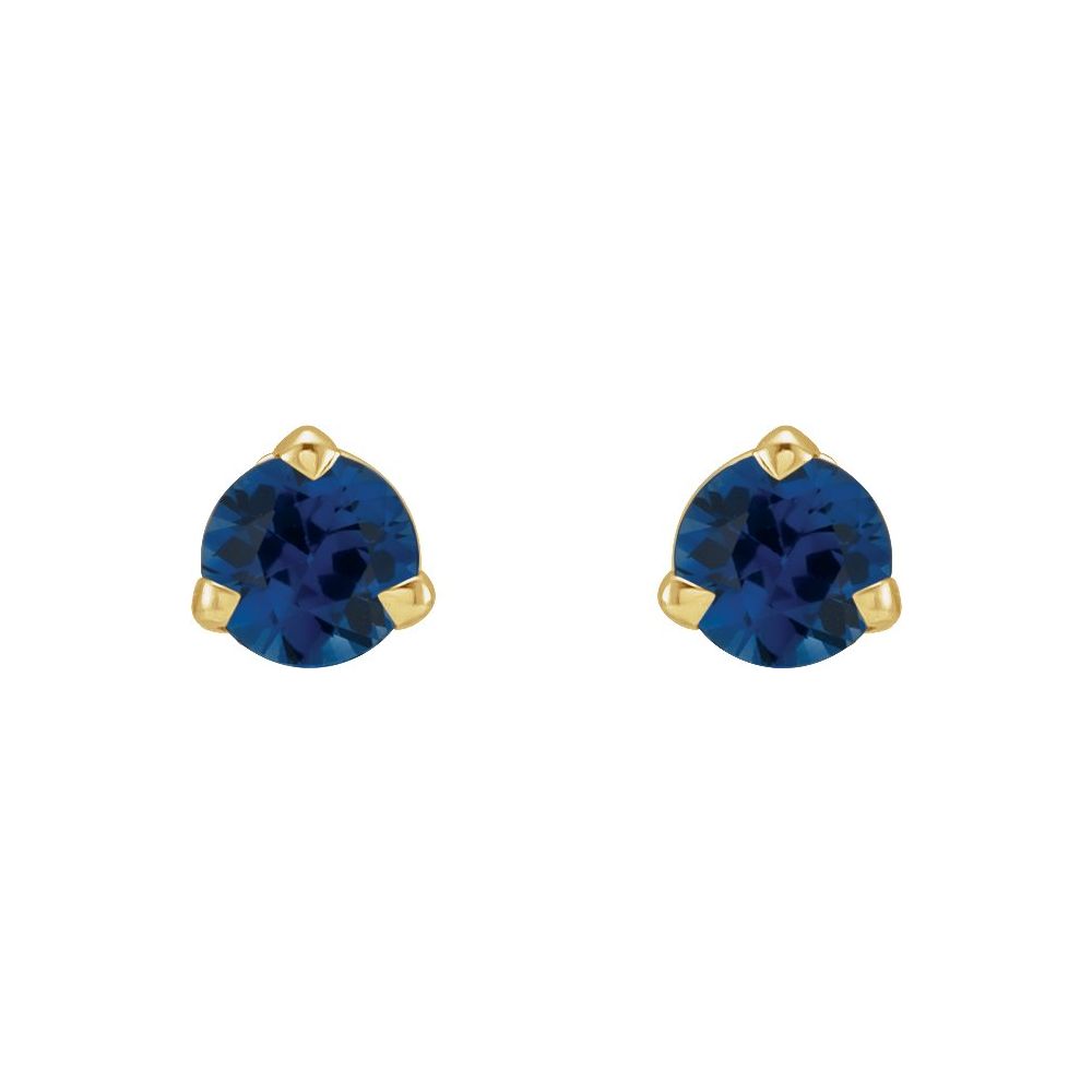 14K Yellow 3 mm Natural Blue Sapphire Earrings