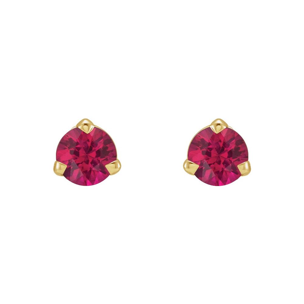 14K Yellow 3 mm Natural Ruby Earrings