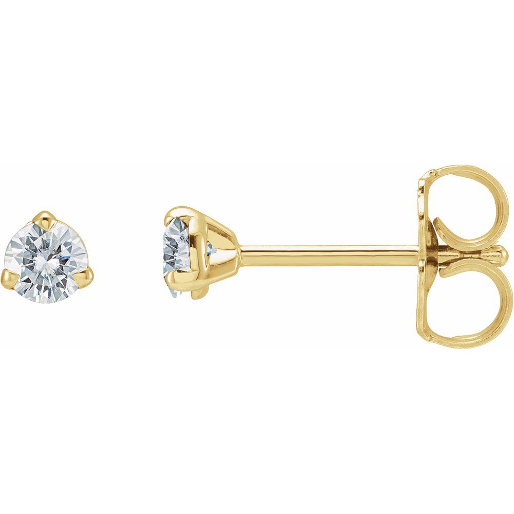 14K Yellow 3 mm Lab-Grown Earrings