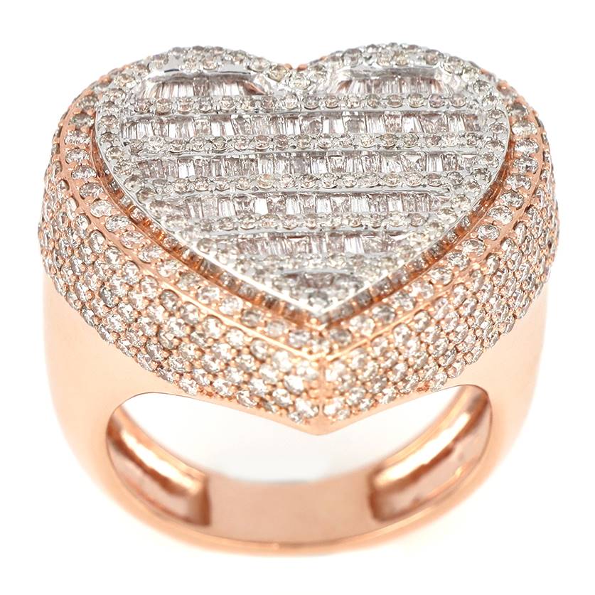 Rose/White Baguette Heart Ring