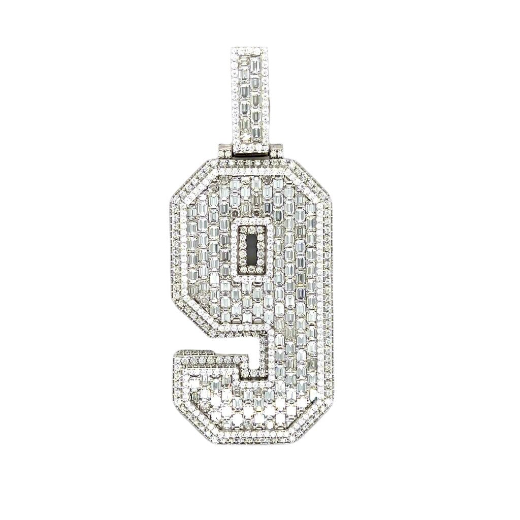 Custom Number "9" Emerald Pendant