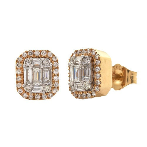 14KY Baguette Earring Studs