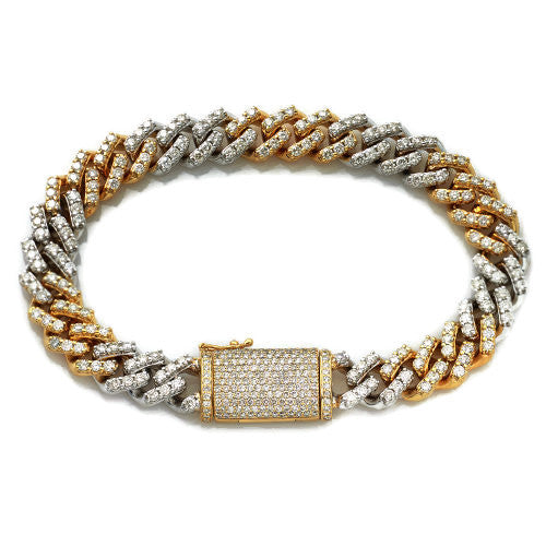 9MM Two Tone Diamond Cuban Bracelet