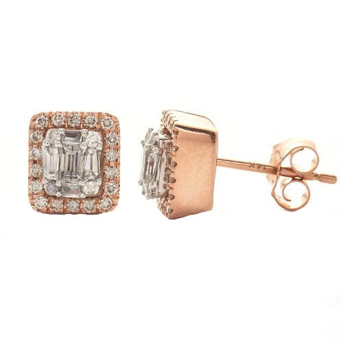 14KR Baguette Earring Studs