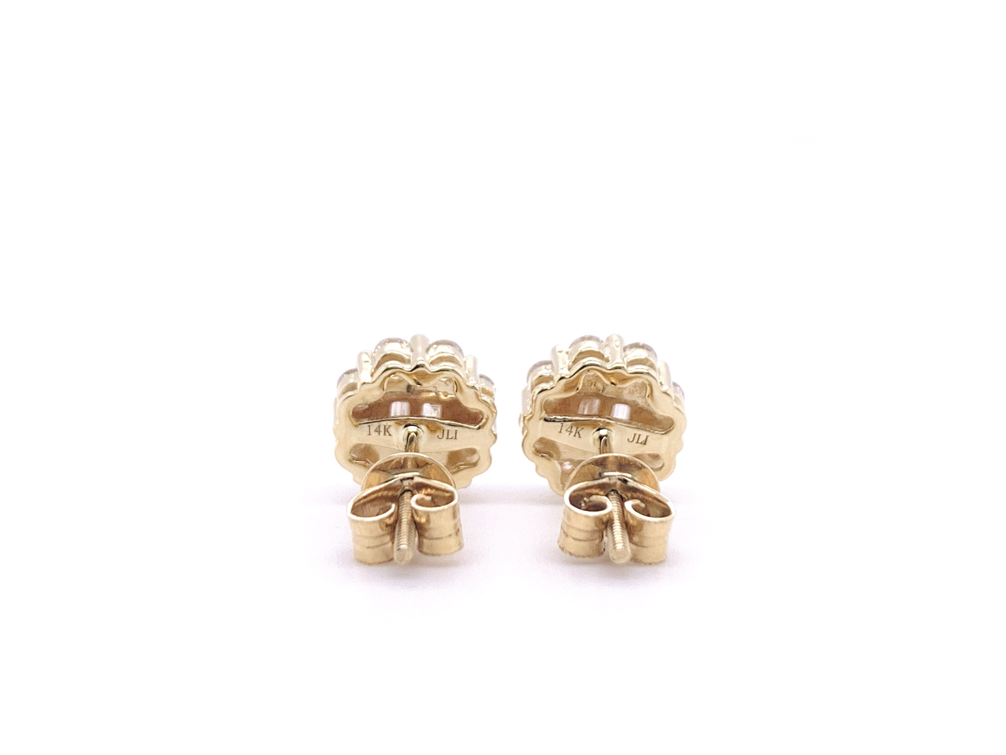 14K Emerald Cut Stud Earrings