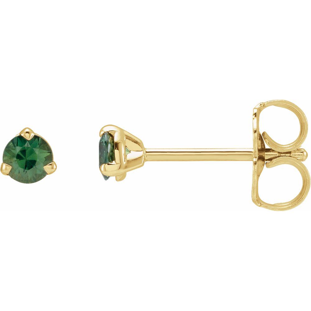 14K Yellow 3 mm Natural Green Sapphire Earrings