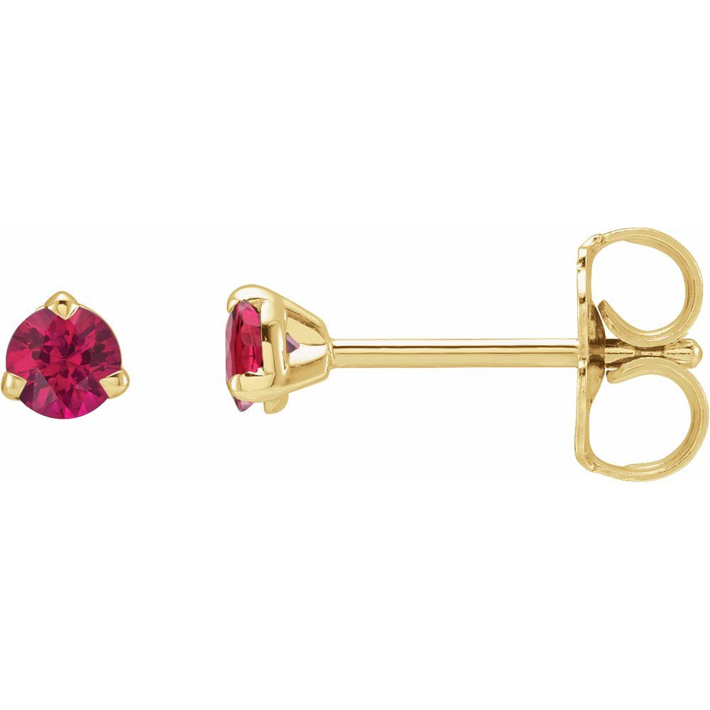 14K Yellow 3 mm Natural Ruby Earrings