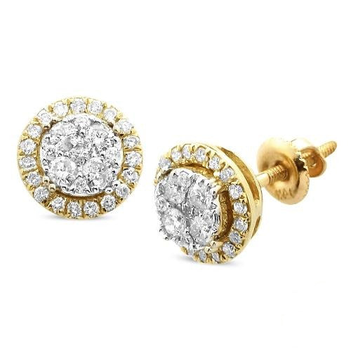 14K Round Shaped Cluster Earrings