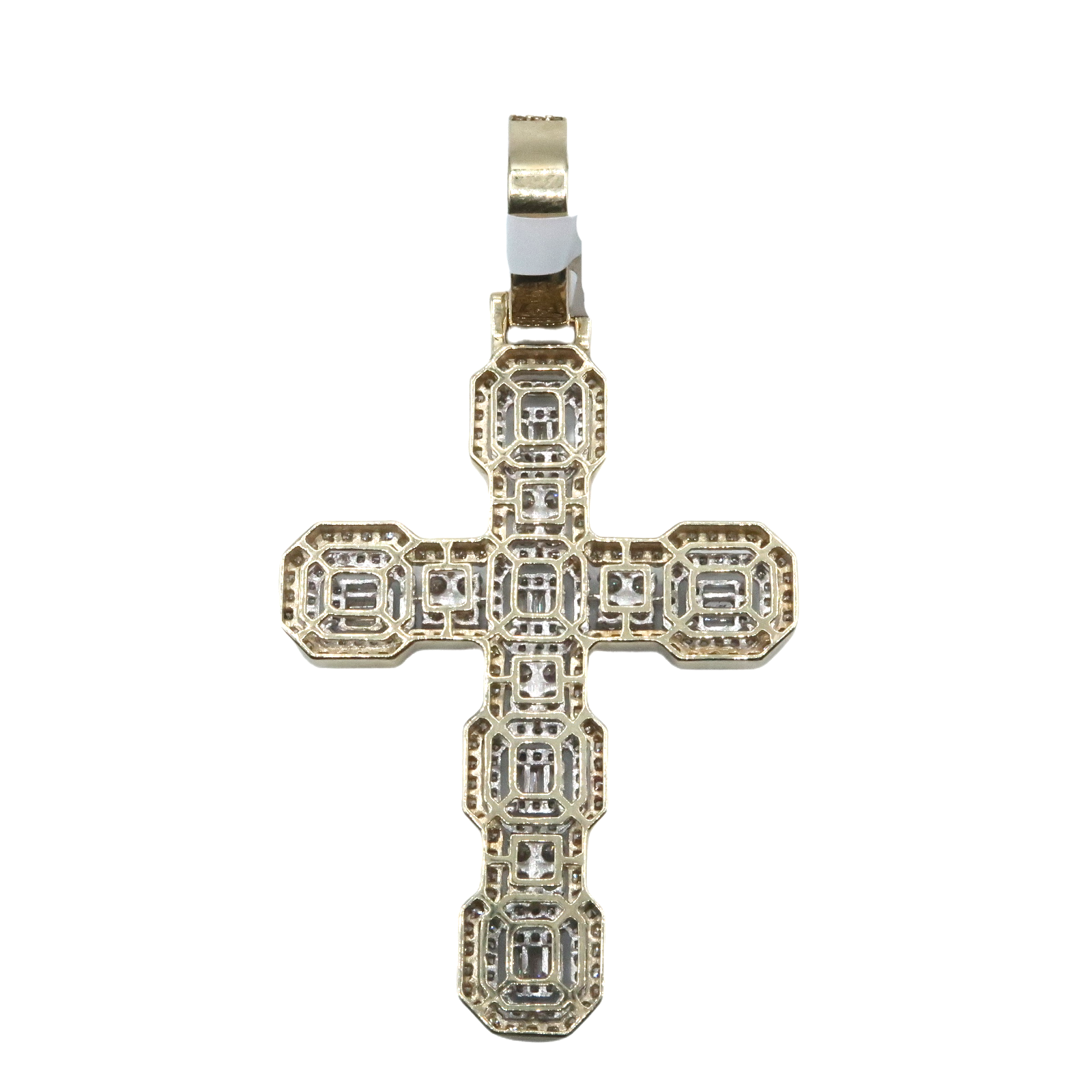 10K Baguette Diamond Cross Pendant