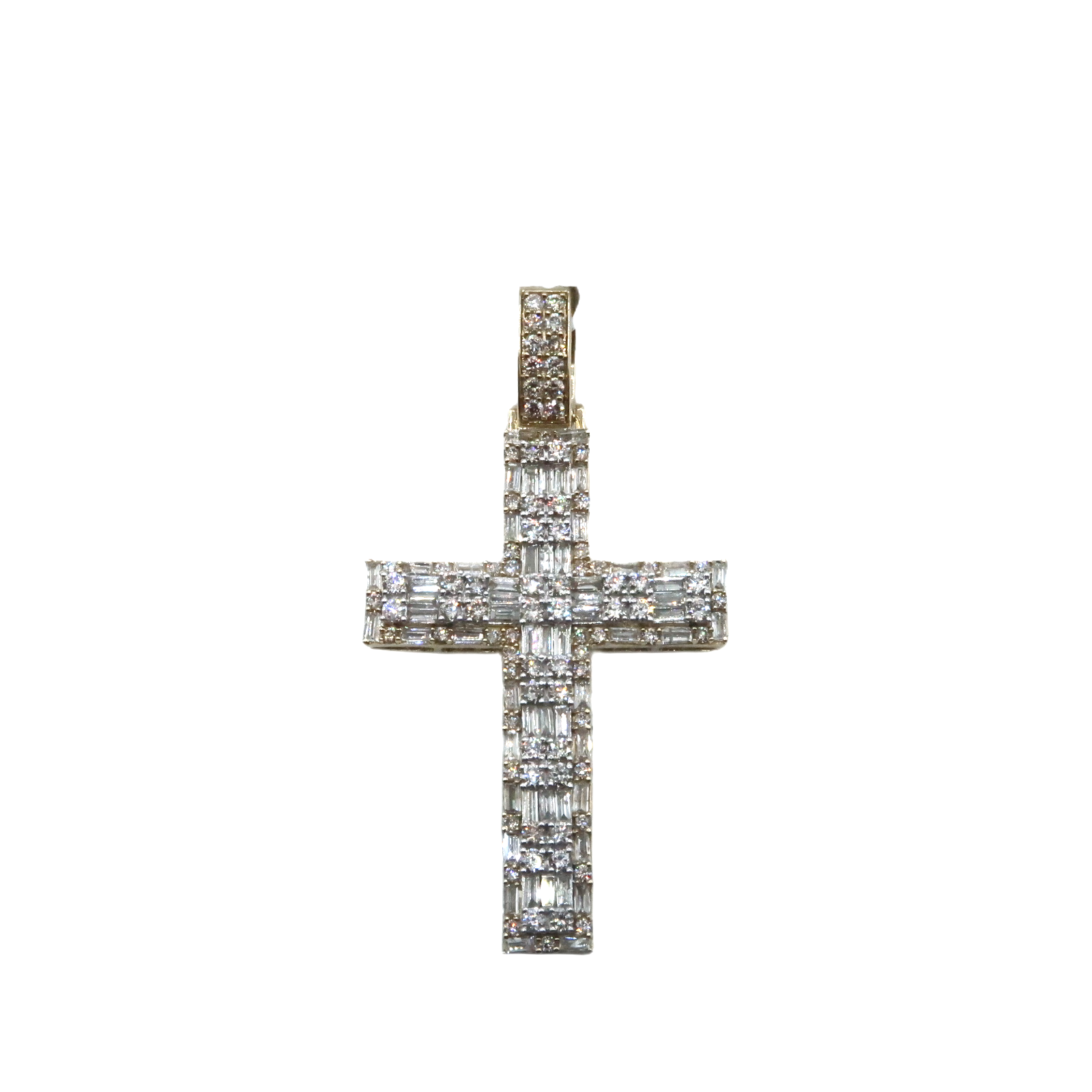 10K Baguette Diamond Cross Pendant