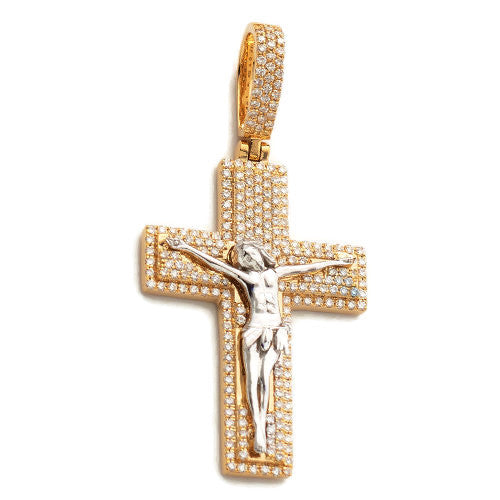 14K Jesus Cross Diamond Pendant 1.00CTW