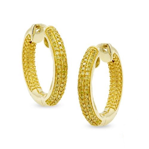 10K Yellow Diamond Hoop Earrings