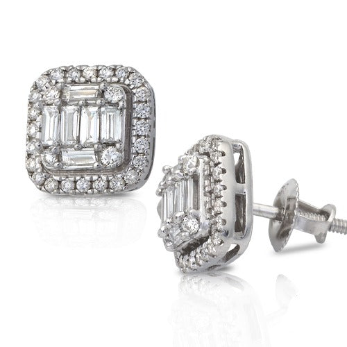 14K Baguette Diamond Earrings