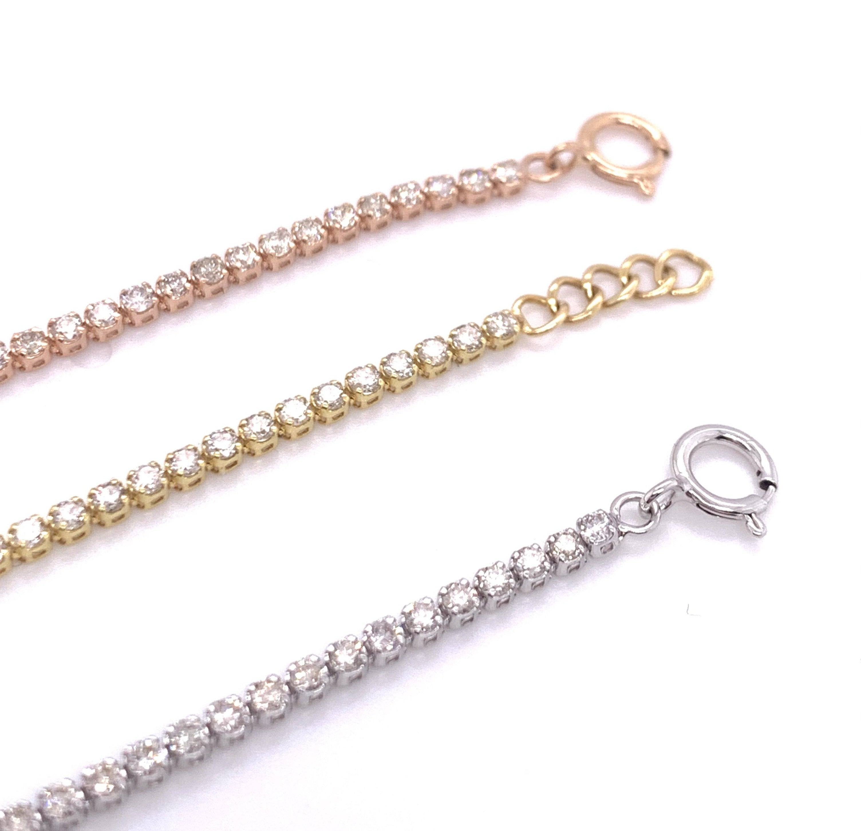Ladies Diamond Tennis Bracelet / Anklet 18K Gold 1.5Ctw