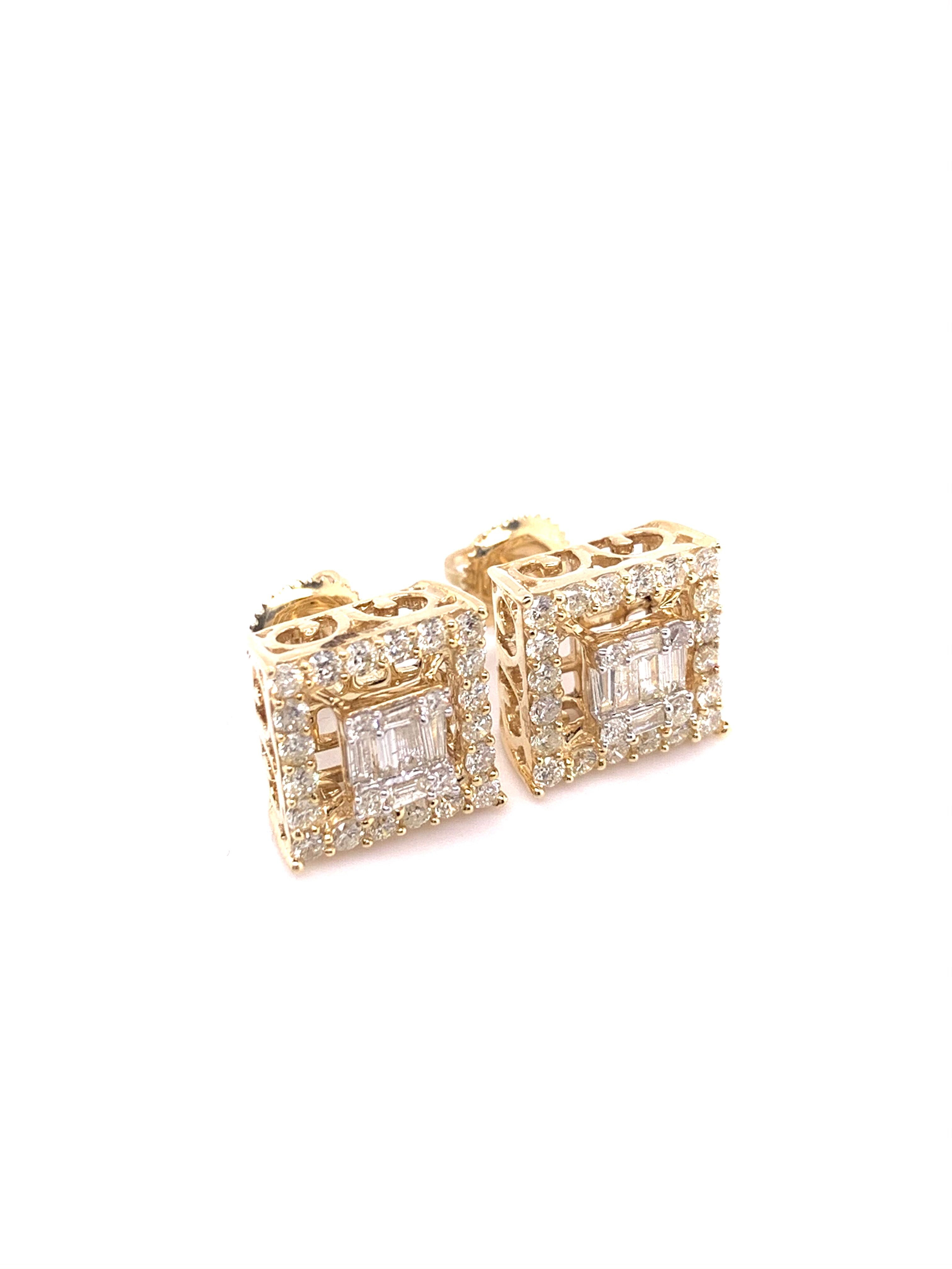 10K Baguette Stud Earrings